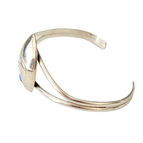 Sterling Silver Turquoise Color Stone Shadow Box Cuff Bracelet L148 - Picture 5 of 13